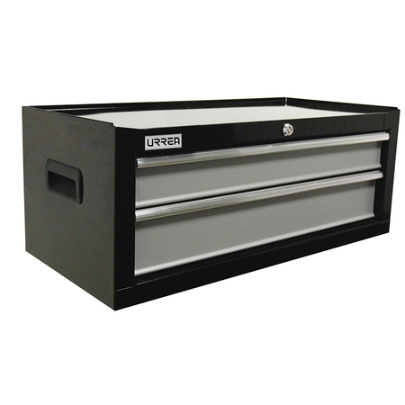 URREA H-Series Tool Cabinet, 2 Drawer, Black, Steel, 27 in W x 8 in D x 12 in H H27I2